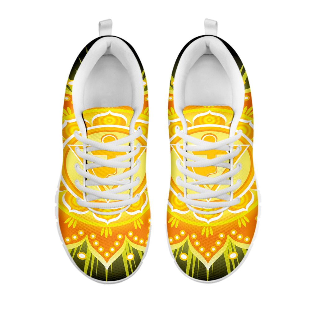 Manipura Chakra Mandala Print White Sneakers