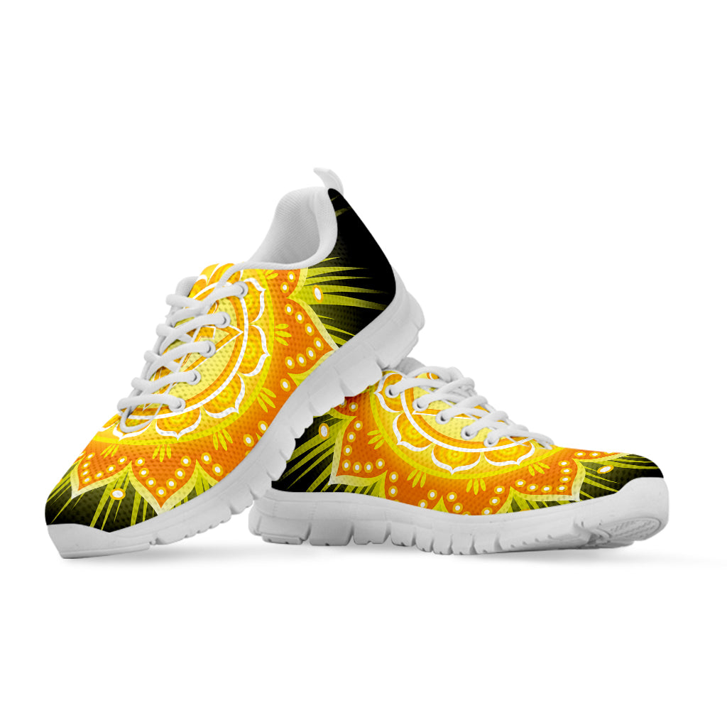 Manipura Chakra Mandala Print White Sneakers