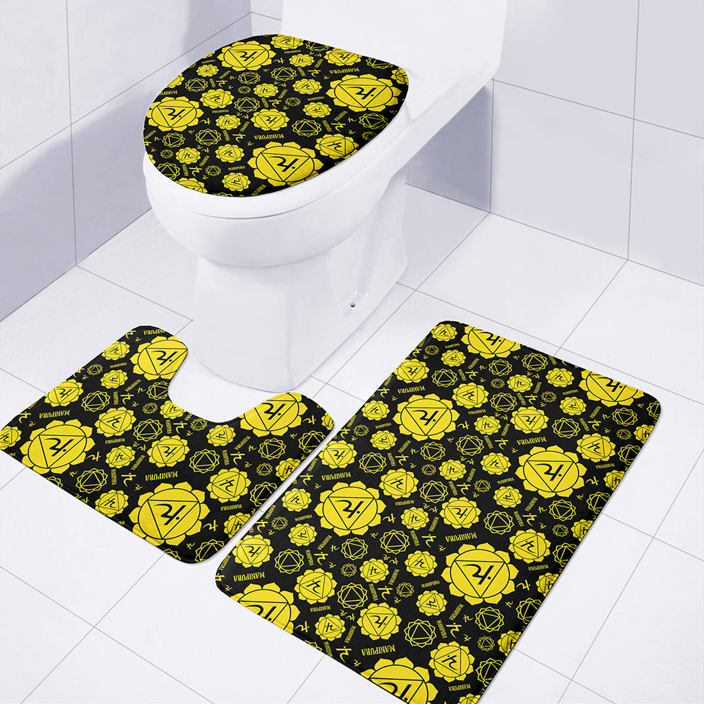 Manipura Chakra Pattern Print 3 Piece Bath Mat Set
