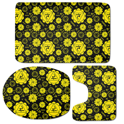 Manipura Chakra Pattern Print 3 Piece Bath Mat Set