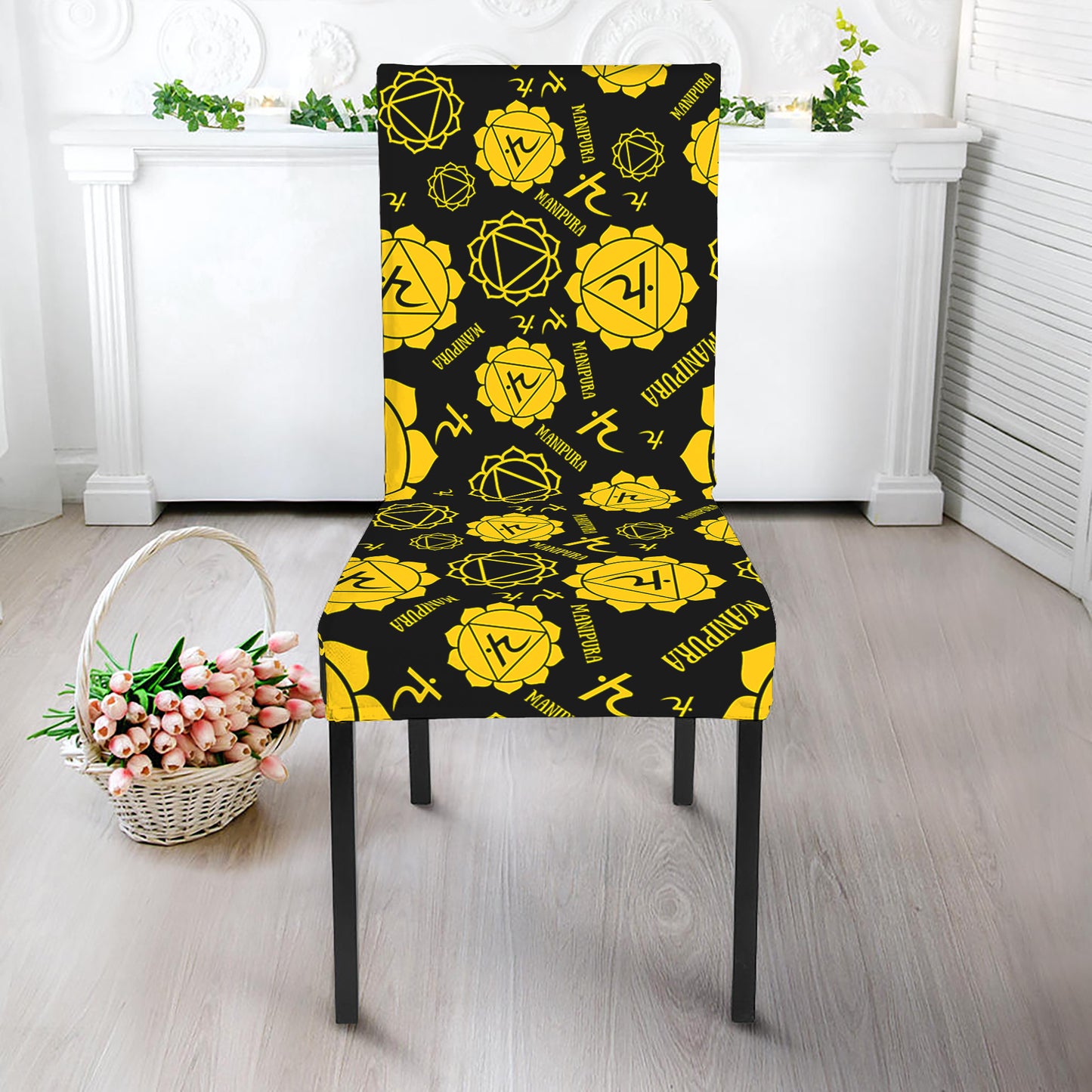 Manipura Chakra Pattern Print Dining Chair Slipcover