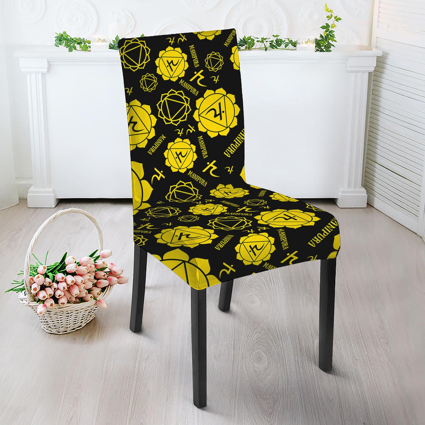 Manipura Chakra Pattern Print Dining Chair Slipcover