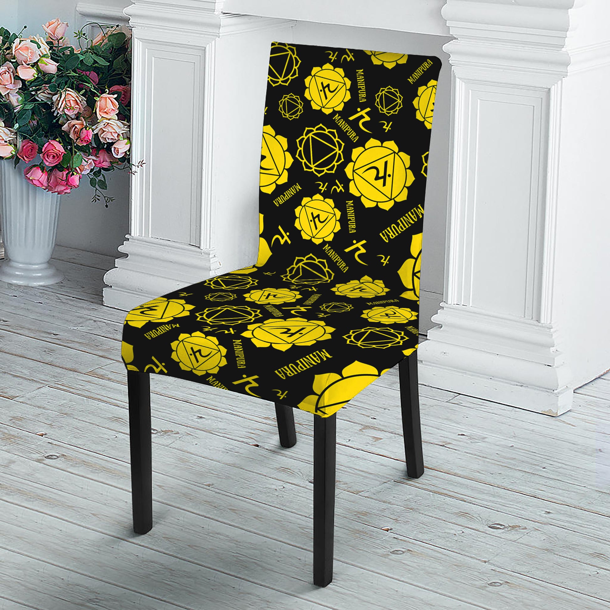 Manipura Chakra Pattern Print Dining Chair Slipcover