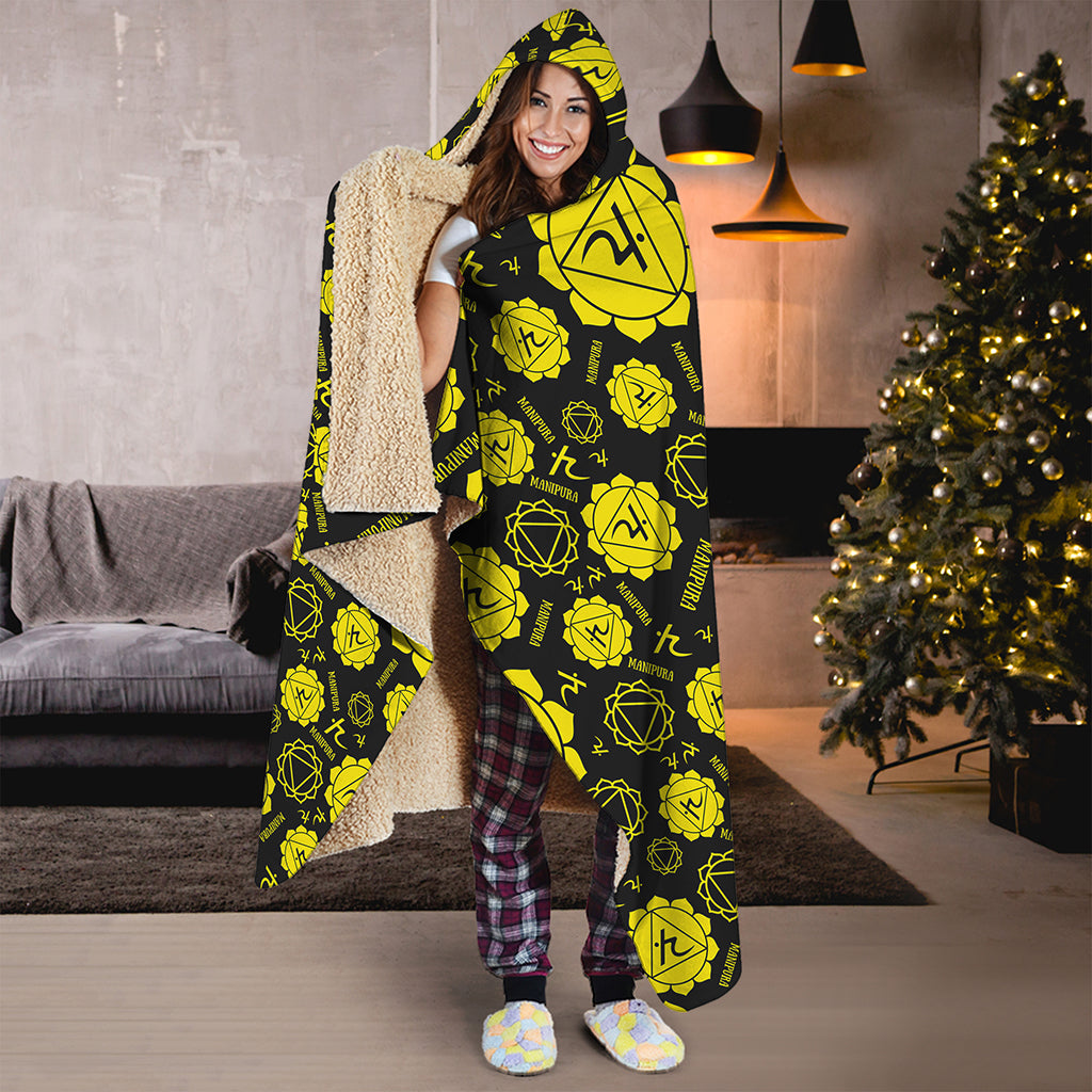 Manipura Chakra Pattern Print Hooded Blanket