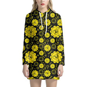 Manipura Chakra Pattern Print Hoodie Dress