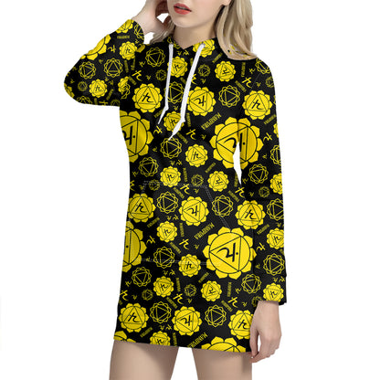 Manipura Chakra Pattern Print Hoodie Dress