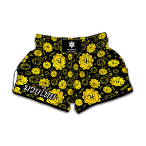 Manipura Chakra Pattern Print Muay Thai Boxing Shorts