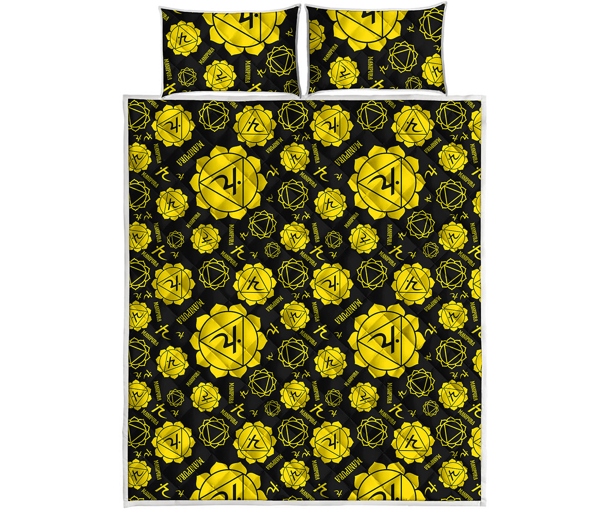 Manipura Chakra Pattern Print Quilt Bed Set