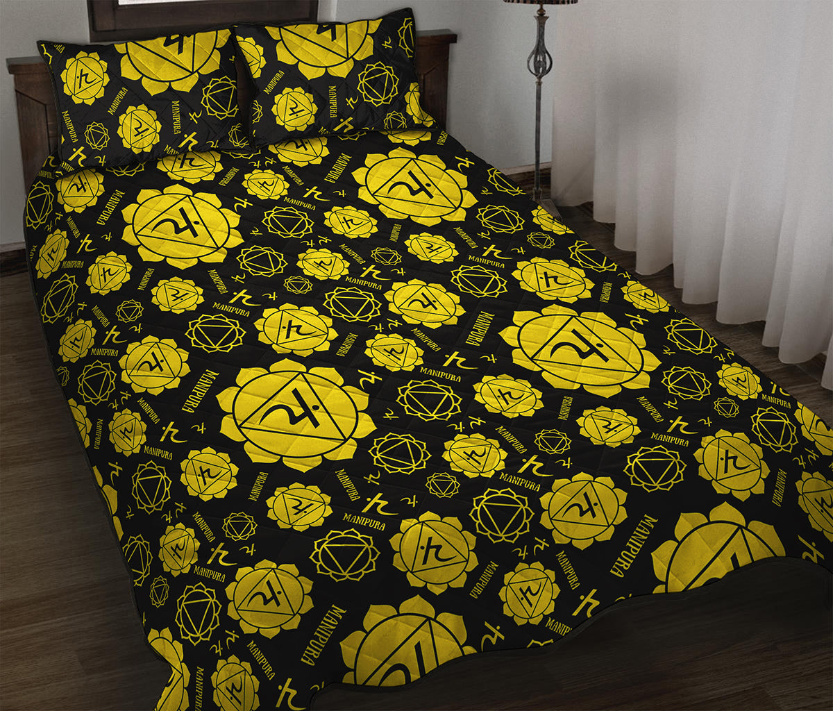 Manipura Chakra Pattern Print Quilt Bed Set