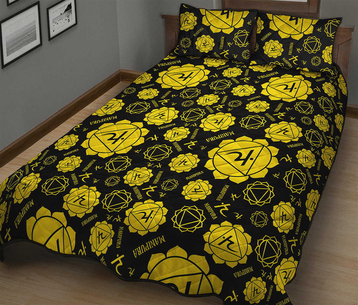 Manipura Chakra Pattern Print Quilt Bed Set