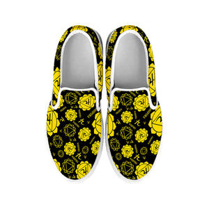 Manipura Chakra Pattern Print White Slip On Shoes