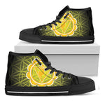 Manipura Chakra Spiritual Print Black High Top Shoes