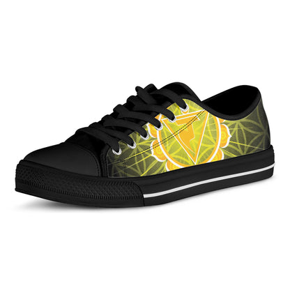 Manipura Chakra Spiritual Print Black Low Top Shoes 