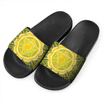 Manipura Chakra Spiritual Print Black Slide Sandals