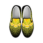Manipura Chakra Spiritual Print Black Slip On Shoes