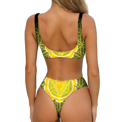 Manipura Chakra Spiritual Print Front Bow Tie Bikini
