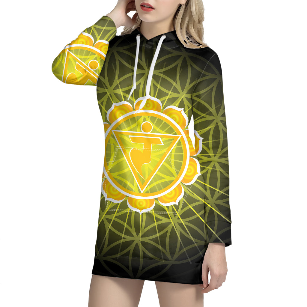 Manipura Chakra Spiritual Print Pullover Hoodie Dress