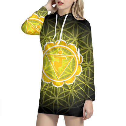 Manipura Chakra Spiritual Print Pullover Hoodie Dress
