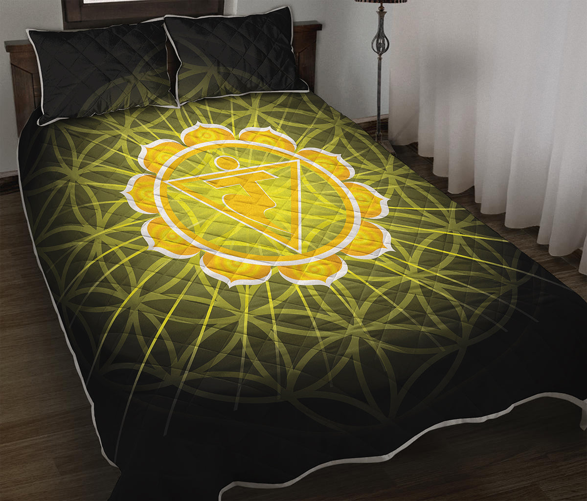 Manipura Chakra Spiritual Print Quilt Bed Set
