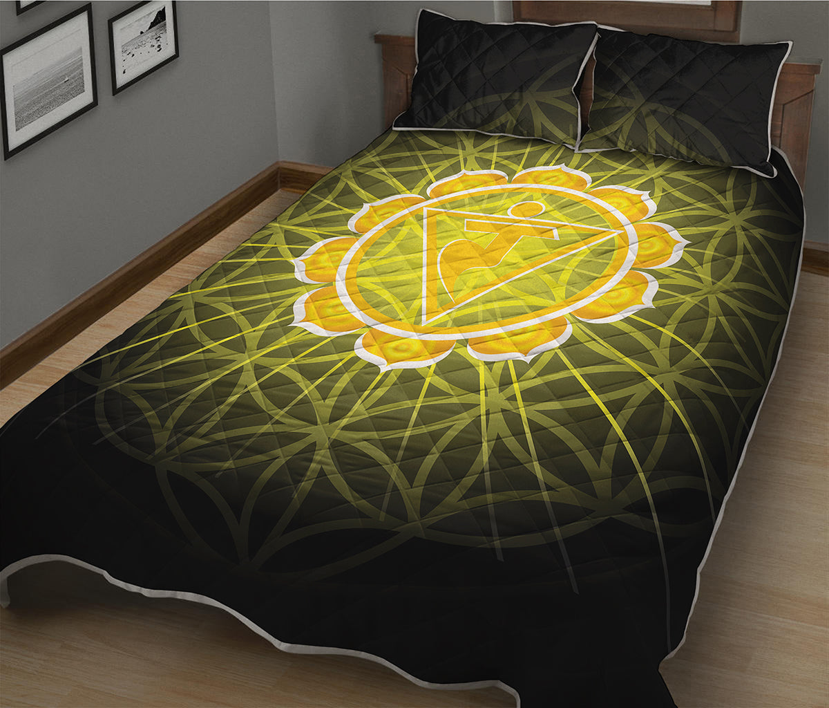 Manipura Chakra Spiritual Print Quilt Bed Set