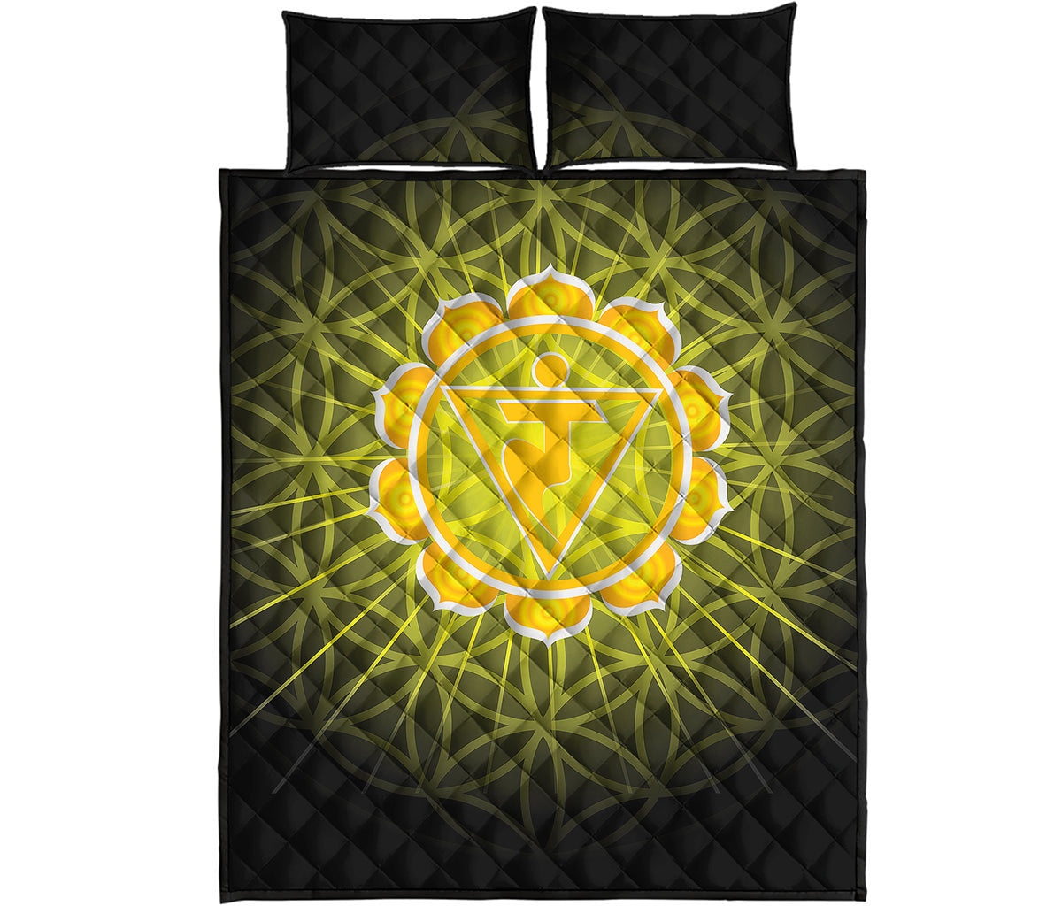 Manipura Chakra Spiritual Print Quilt Bed Set