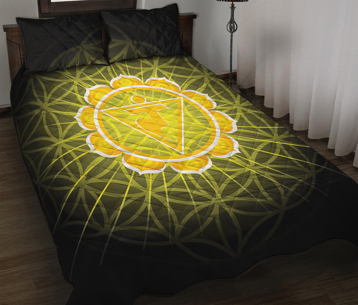 Manipura Chakra Spiritual Print Quilt Bed Set