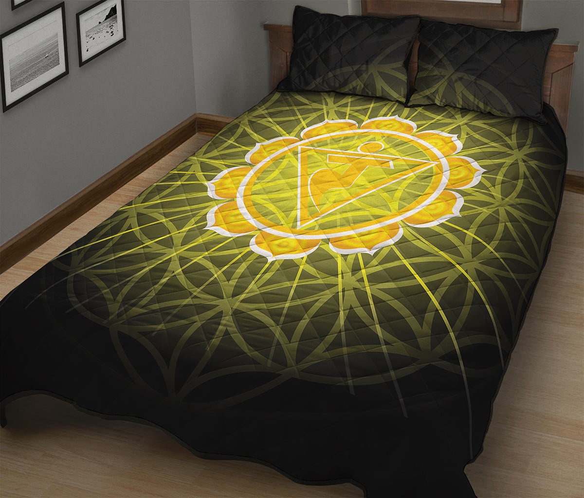 Manipura Chakra Spiritual Print Quilt Bed Set