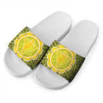 Manipura Chakra Spiritual Print White Slide Sandals