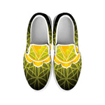 Manipura Chakra Spiritual Print White Slip On Shoes