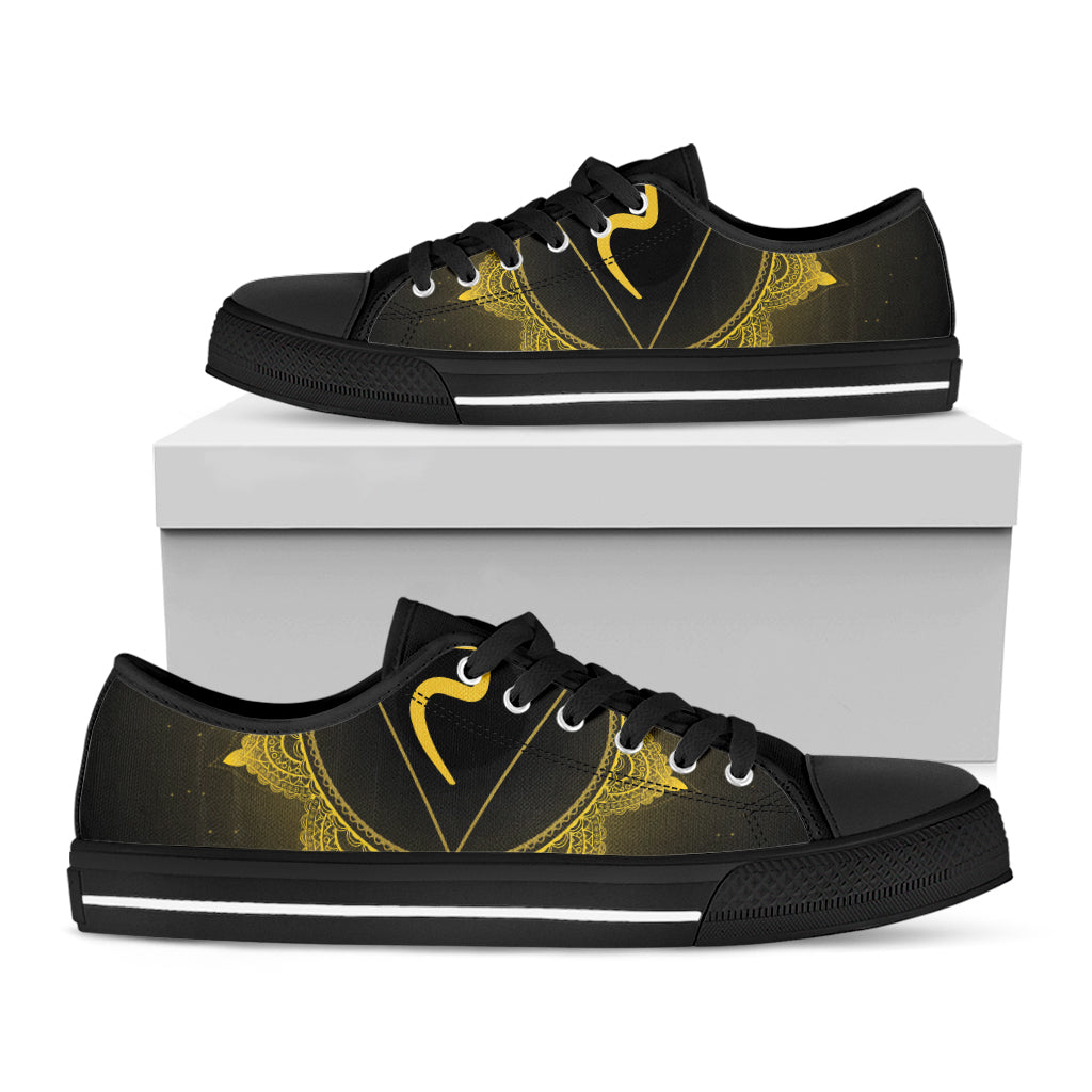 Manipura Chakra Symbol Print Black Low Top Shoes 
