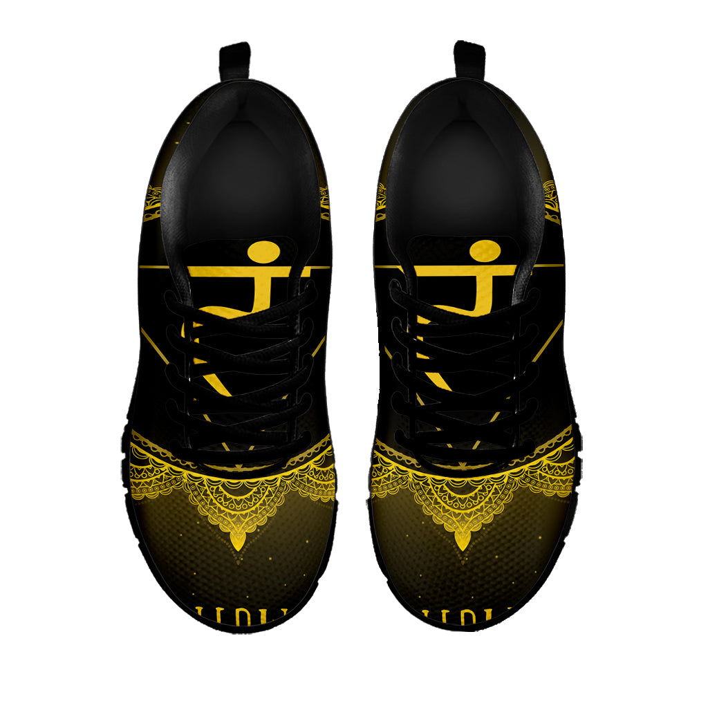 Manipura Chakra Symbol Print Black Sneakers