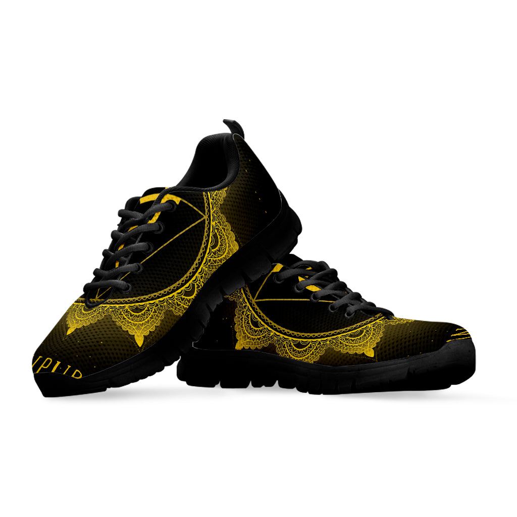 Manipura Chakra Symbol Print Black Sneakers