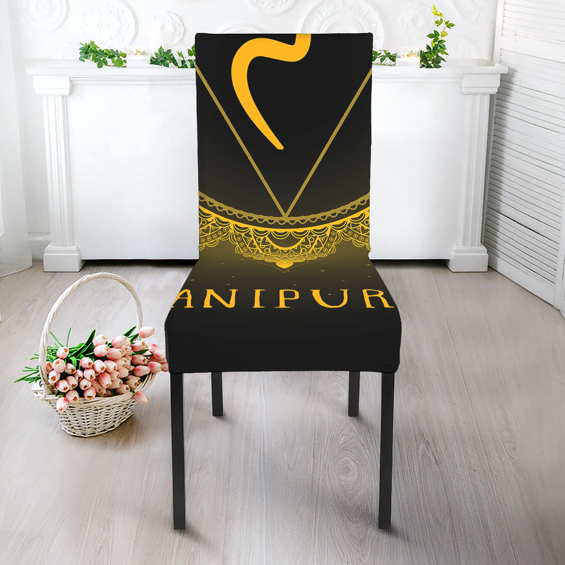 Manipura Chakra Symbol Print Dining Chair Slipcover