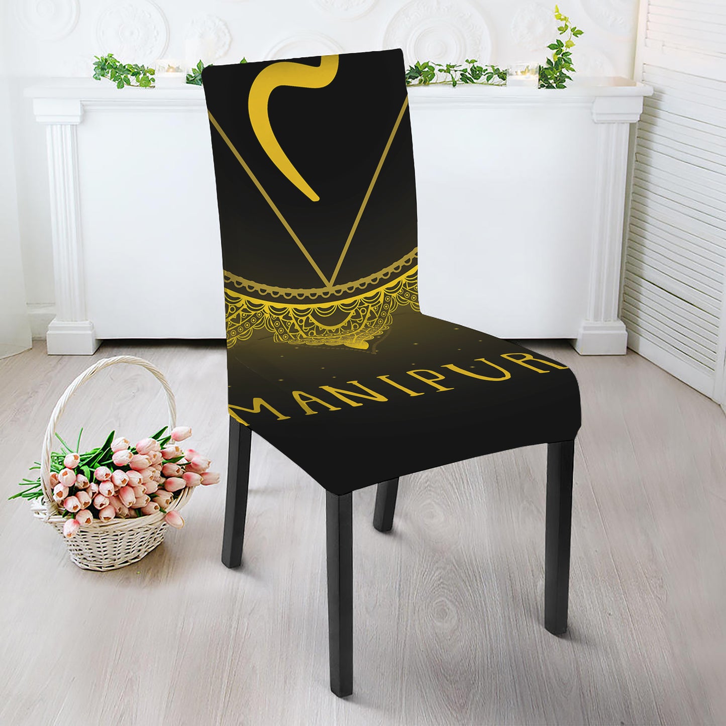 Manipura Chakra Symbol Print Dining Chair Slipcover