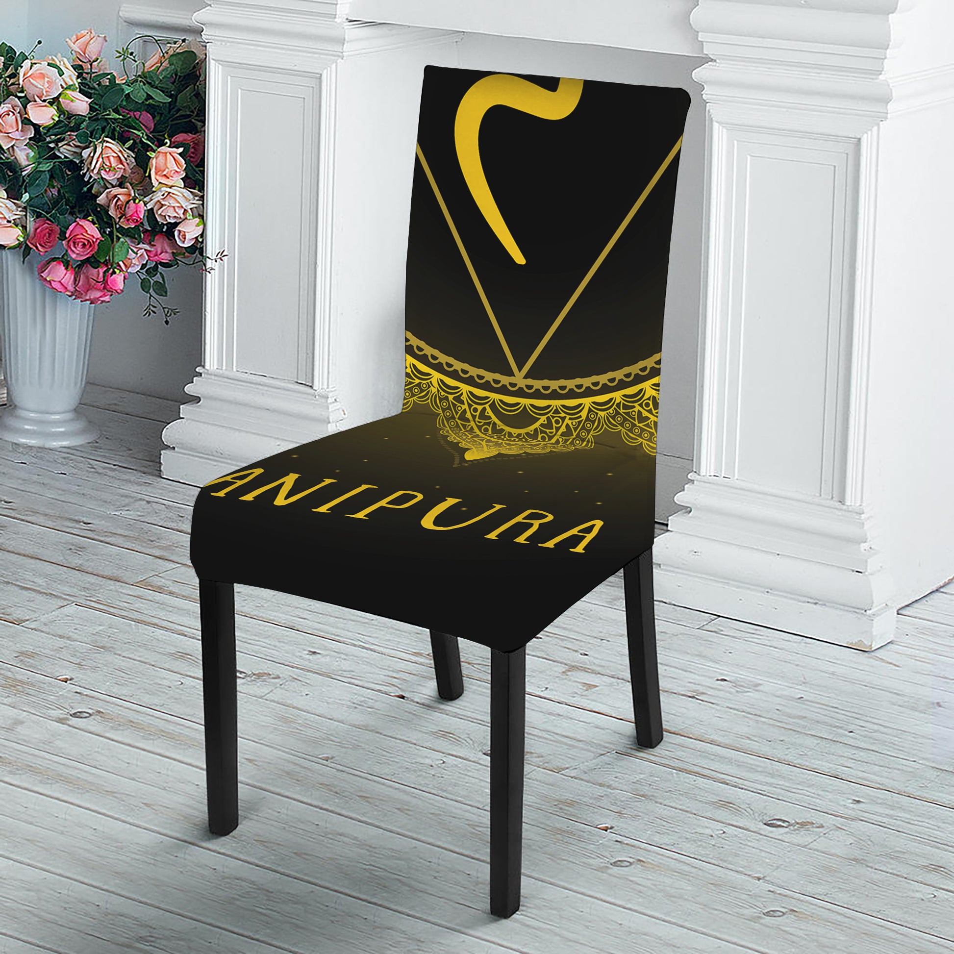Manipura Chakra Symbol Print Dining Chair Slipcover