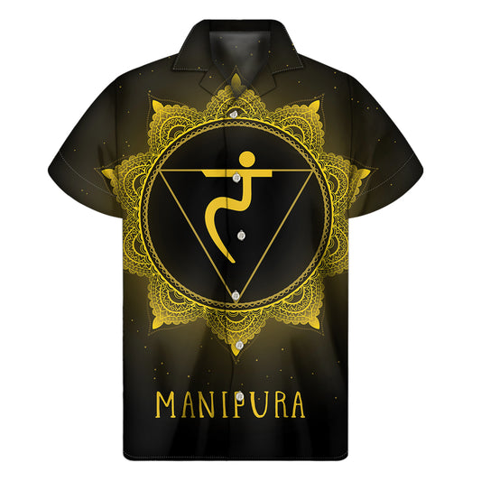 Manipura Chakra Symbol Print Men's Short Sleeve Shirt