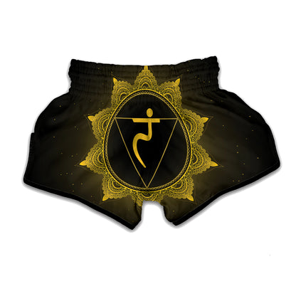 Manipura Chakra Symbol Print Muay Thai Boxing Shorts