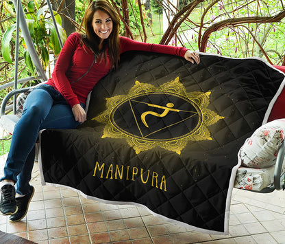 Manipura Chakra Symbol Print Quilt