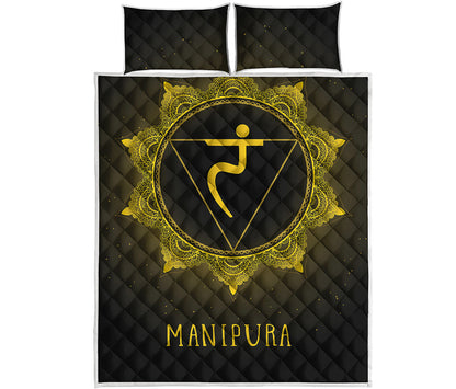 Manipura Chakra Symbol Print Quilt Bed Set