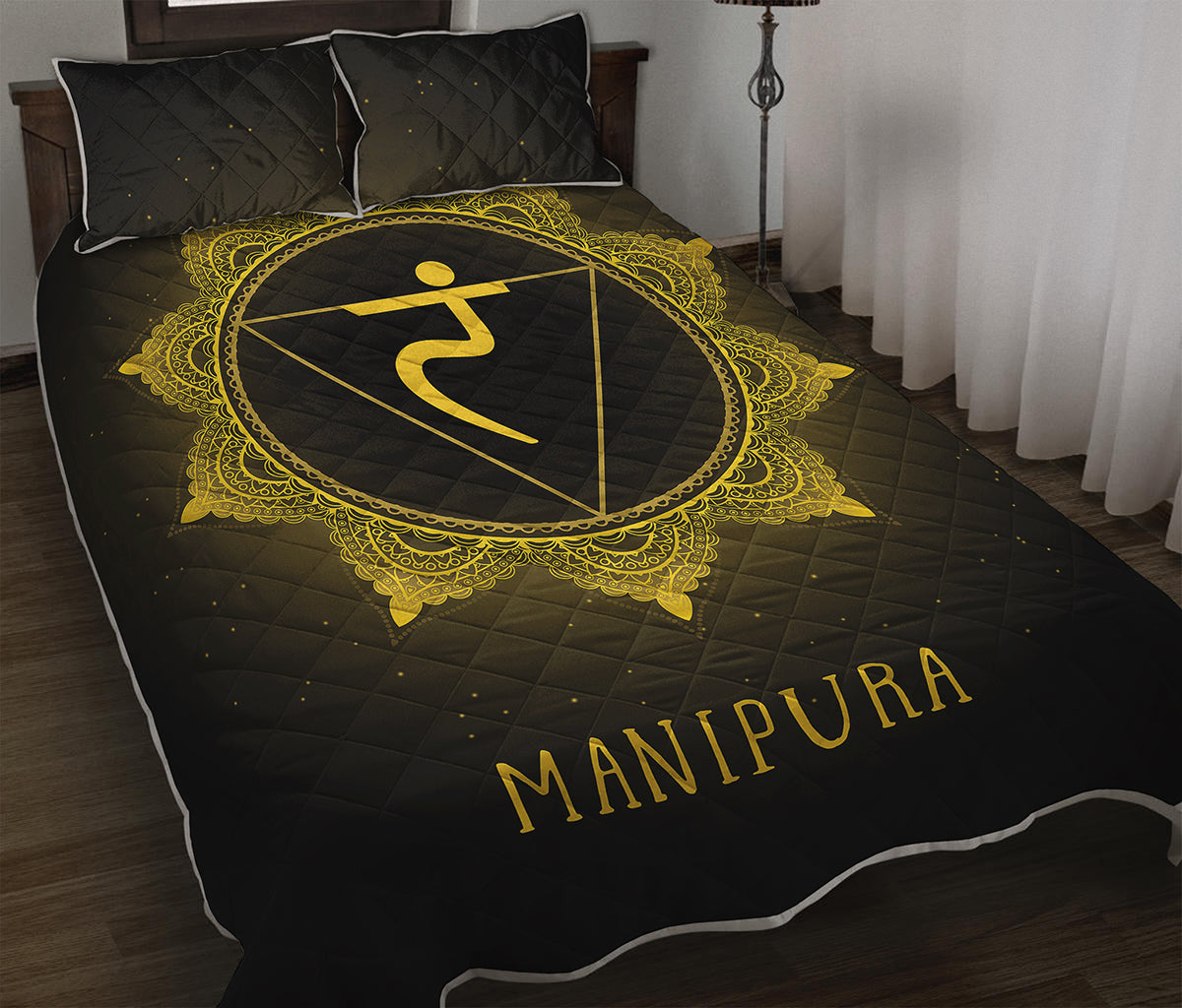 Manipura Chakra Symbol Print Quilt Bed Set