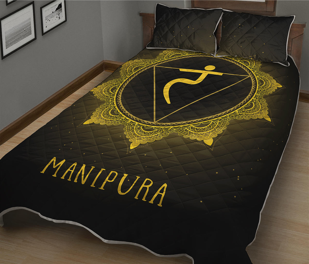 Manipura Chakra Symbol Print Quilt Bed Set