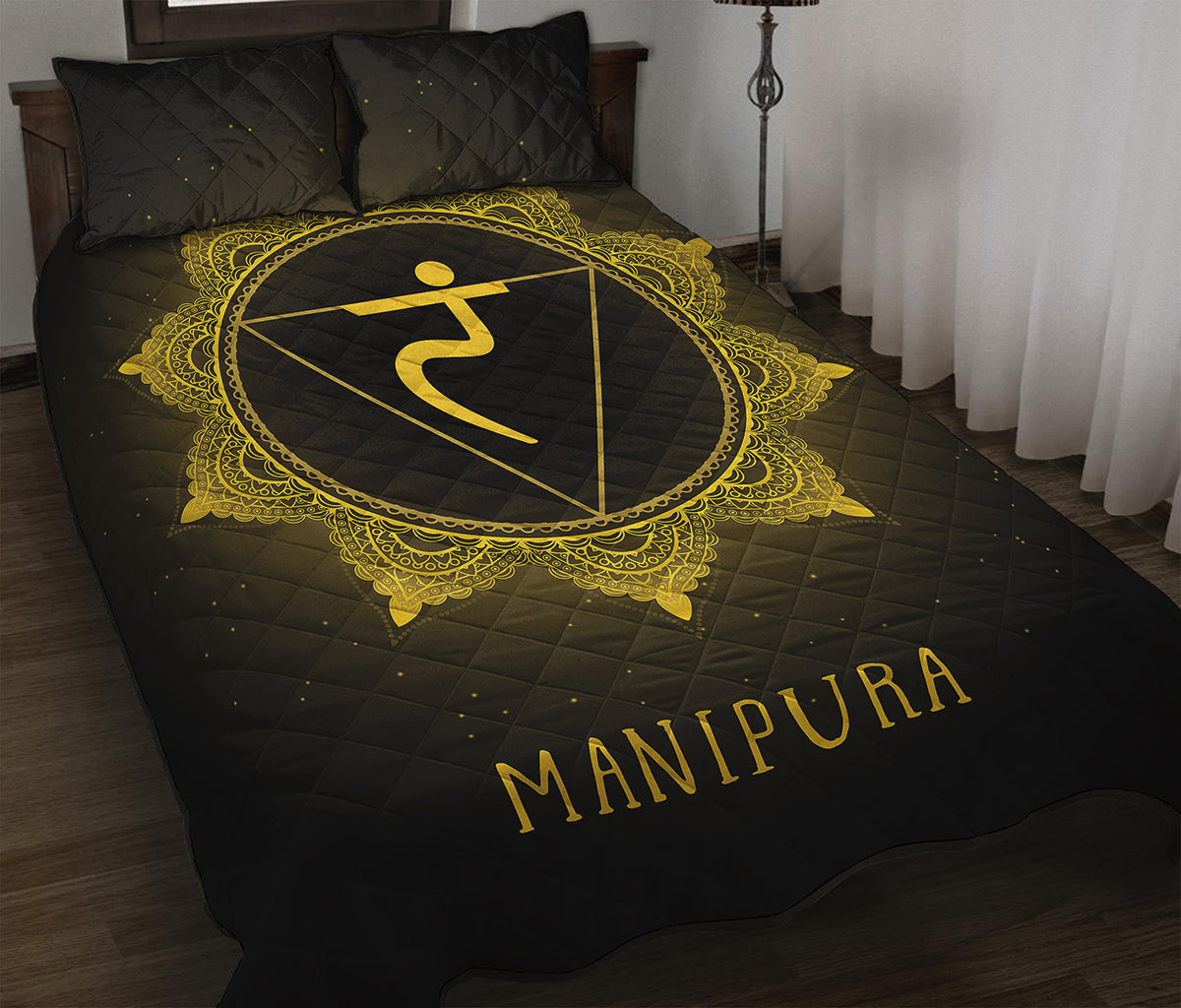 Manipura Chakra Symbol Print Quilt Bed Set