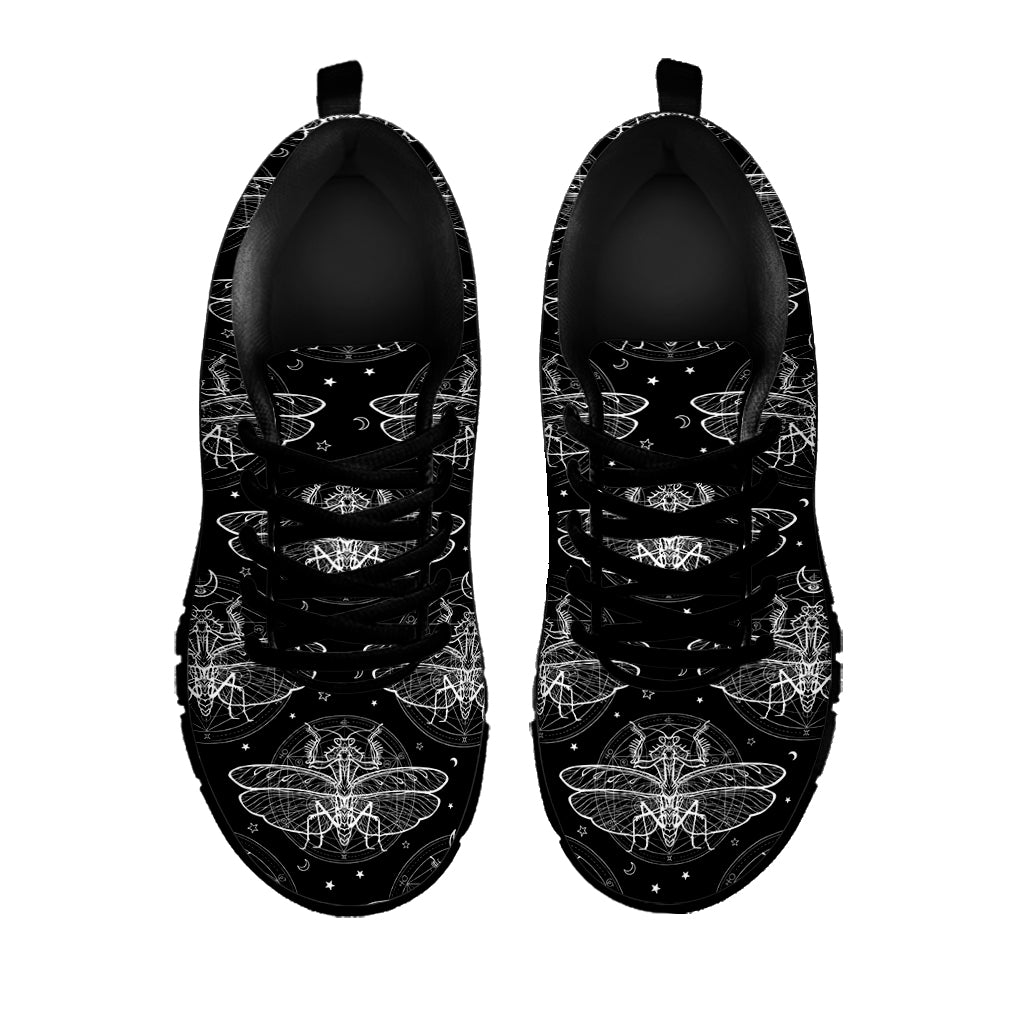 Mantis Spirit Animal Pattern Print Black Sneakers