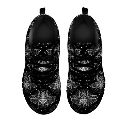 Mantis Spirit Animal Pattern Print Black Sneakers