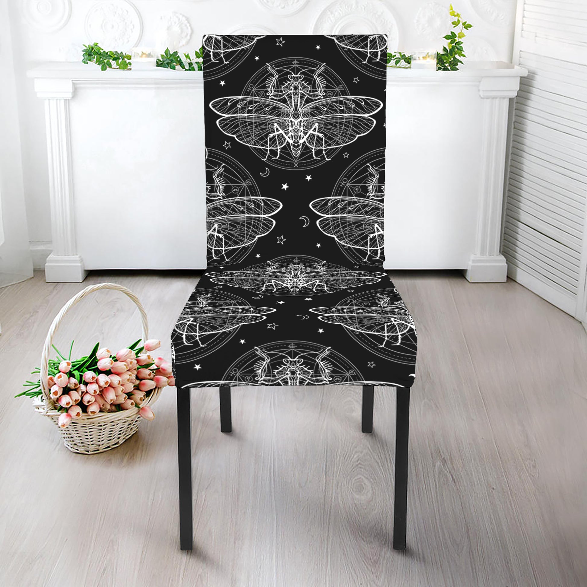 Mantis Spirit Animal Pattern Print Dining Chair Slipcover