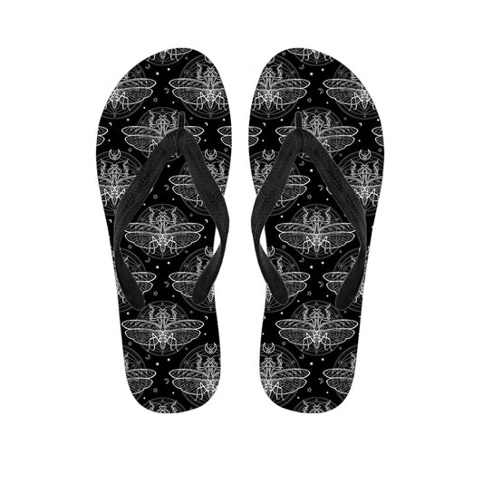 Mantis Spirit Animal Pattern Print Flip Flops