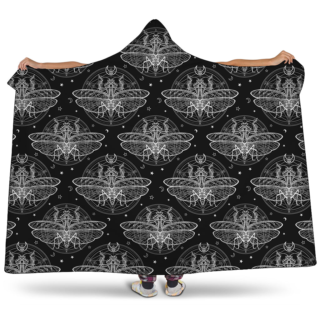 Mantis Spirit Animal Pattern Print Hooded Blanket