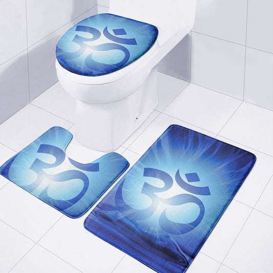 Mantra Om Print 3 Piece Bath Mat Set