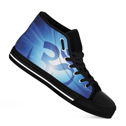 Mantra Om Print Black High Top Shoes
