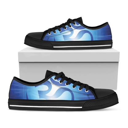 Mantra Om Print Black Low Top Shoes 